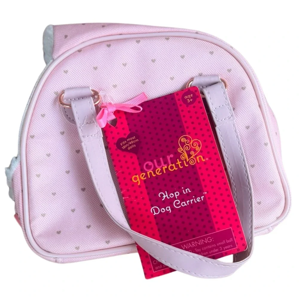Our Generation Hop In Dog Carrier Fits Most 18 Inch‎ Dolls Dual Handles Pink